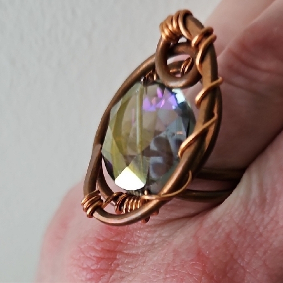 Bronze and Iridescent Purple Statement Ring, Sz 6.5 - Picture 2 of 9